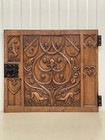 Exceptional Gothic Revival Door Panel In Oak With Coat Of Arms   Animals