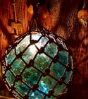 Tiki Bar Glass Float Light Lamp 12    Real Drilled Vintage Japanese Fishing Ball 