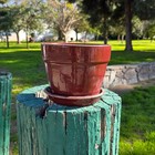 Vintage Oxblood Red Ceramic Planter With Matching Saucer - 7  Glazed Plant Pot