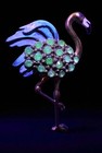 Vintage Figural Flamingo Bird Faceted Rhinestone Brooch Pin Ln 25 Glow Glass