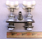 Antique Vintage Bathroom Pluming White Porcelain Chrome Faucet Set Cold   Hot