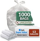 1000 Pcs 13 Gallon Clear Trash Bags     Tall Kitchen Garbage Can Liners Bulk