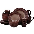 16 Piece Textures Stoneware Dinnerware Set Serveware Dinner Service Sets New