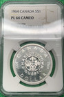 1964 Canada Silver Dollar  Proof Like  Ngc Pl 66 Cameo   Only 61 Graded Higher 
