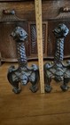 Antique Victorian Large Pair Cast Iron Dragon Gargoyle Gothic Andirons