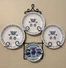 Metal Plate Display Rack Wall Mount 4 Plate Holder Black Scrollwork Farmhouse