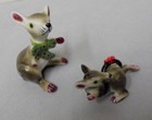 Rats  Pair With Bows  Bone China  2 25 -1  Tall 1 5 -2  Across Retro