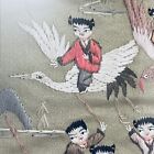 Chinese Silk Embroidered Vtg 100 Children Lrg Glazed Framed Silk Thread Oriental