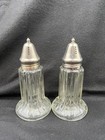 Vintage Glass Salt And Pepper Shakers 6 5  Fluted Panel Silver Metal Tops Usa