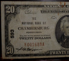 1929 Twenty Dollars The National Bank Of Chambersburg   Pennsylvania