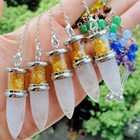 5pcs Natural Rock Quartz Citrine Bullet Head Pendulum Pendants Jewelry Making