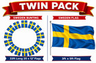 Twin Pack 10 Metre Sweden 20 Xl Flags Bunting   Sweden Flag Speedy Delivery