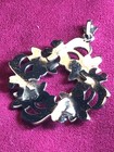 Sterling Silver Antique vintage Floral 3-d Pendant With Rhinestones    