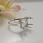  5x5-12x12mm  Square 8-prong Sterling Silver Pre-notched Ring Setting Size 7