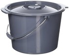 Universal Fit Commode Bucket - 2 Gallon Capacity With Lid And Handle  Dark Gray