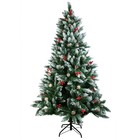 5ft 6ft 7ft Snow Flocked Christmas Tree With Pine Cones red Berries Xmas Trees
