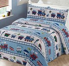 3pc Bedspread Coverlet Quilt Set For Boys Multi-color Train Choo Full queen