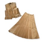 Leather Bug 1970s Boho Patchwork Suede Crochet 2-piece Vest Skirt Set Outfit M