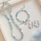 Ocean Blue Imitation Baroque Pearl Set Women Versatile Clavicle Choker Necklace
