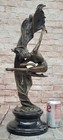 Art Deco Bronze Dancer Sculpture With Flowing Drapery On Marble Base