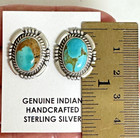 Navajo Turquoise Stud Earrings Sterling Silver 925 Signed 22mm Native American