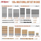 Hi-spec 130pc Drill Bit Set Hss Titanium Masonry Wood Metal Bits W  Case