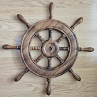 Large Vintage Wooden Ship Wheel Nautical Wall Decor 28  Maritime Boat Helm Wall
