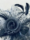 Black Feather Fascinator Hair Clip Veil Sinamay Flower Kentucky Derby Wedding