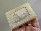 Antique Grand Tour Carved Alabaster Book Paper Weight - Inset Sepia Photo Pisa