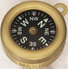 Marbles Pocket Compass Revolving Black Face With Luminous Dial Brass W  Lanyard