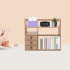 Wood Storage Rack Desktop Bookshelf Desk Organizer Tabletop Display Shelf
