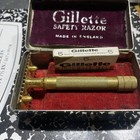 Vintage Gillette Frankenstein Set Razor   Case  Pat Nov 1904 On Golden Razor