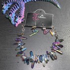 Zi Collection Multicolor Crystal Necklace Earrings Set Silver 3d Printed Dragon