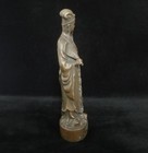 Old Chinese Bronze Zhugeliang Statue Ancient Wise Man Kongming Figurine