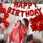 27 Pcs Red Birthday Decorations     3d Foil Happy Birthday Balloon Banner  Heart