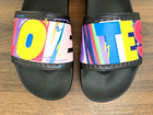 Adidas Adilette Slides Mens Size 8 Pride Graphic Sandals Black Multicolor Casual