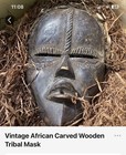 Vintage African Carved Wooden Tribal Mask - Ownership History Not Available