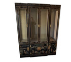 Vintage Asian Chinoiserie Drexel Hand Painted Breakfront Display China Cabinet