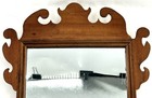Antique 1800 s Chippendale Style Wooden Hanging Mirror - Silver Backed Glass