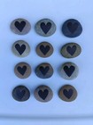Painted Heart Rocks 12 Stones  2  Flat  Stackable  Wedding  Gift Rocks Hand Made