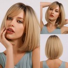 Blonde Bob Wig With Bangs Short Bob Wigs For Women Blonde Wig With Dark Roots