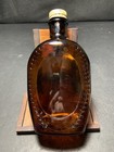 Embossed Benjamin Franklin Log Cabin Syrup Bicentennial Brown Glass Bottle 1976 