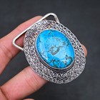 Turquoise Belt Buckle 925 Sterling Silver Oval Boho Handmade Western Jewelry