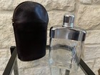 Vintage Saddler By Bosca Glass Hip Flask In Discreet Brown Leather Case Vintage