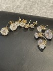 Solid 14k Yellow Gold Marked Clear Gemstone Stud Earrings Lot  Nice Sets 
