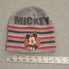 Disney Mickey Mouse Adult Unisex Gray Striped Knit Beanie Hat  mickey 