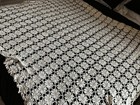Vintage Handmade Crochet Crocheted Tablecloth Bedspread Floral Ecru Beige