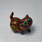 Wooden Cat Figurine Multicolored Wood Rainbow Kitty