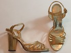 Vintage Sears The Shoe Place Metallic Gold Strappy Heels