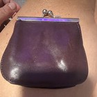 Burgundy Leather Kiss Lock Coin Purse Change Wallet With Metal Frame